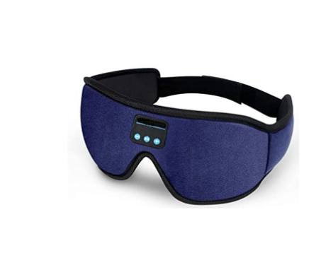 Wireless Bluetooth Stereo Music Eye Mask - Blackout Sleep Mask with Built-in Speakers for Side Sleepers Travel Relaxation