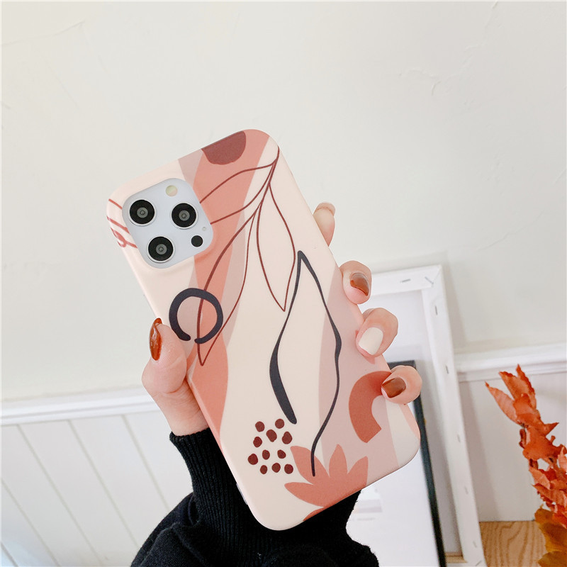 Compatible with Apple, Floral Leaves Suitable For IPhone12 Ring Holder Mobile Phone Case 11 Apple XR Watercolor Painting 7plus