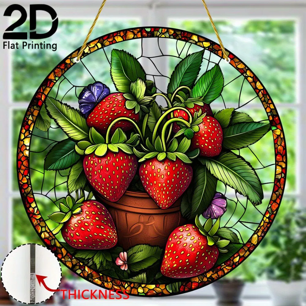 CIFbuy Acrylic Strawberry Hanging Decor Colorful Window Wall Art Garden Ornament Unique Gift for Nature Lovers(TikTok, temu pick-up service)