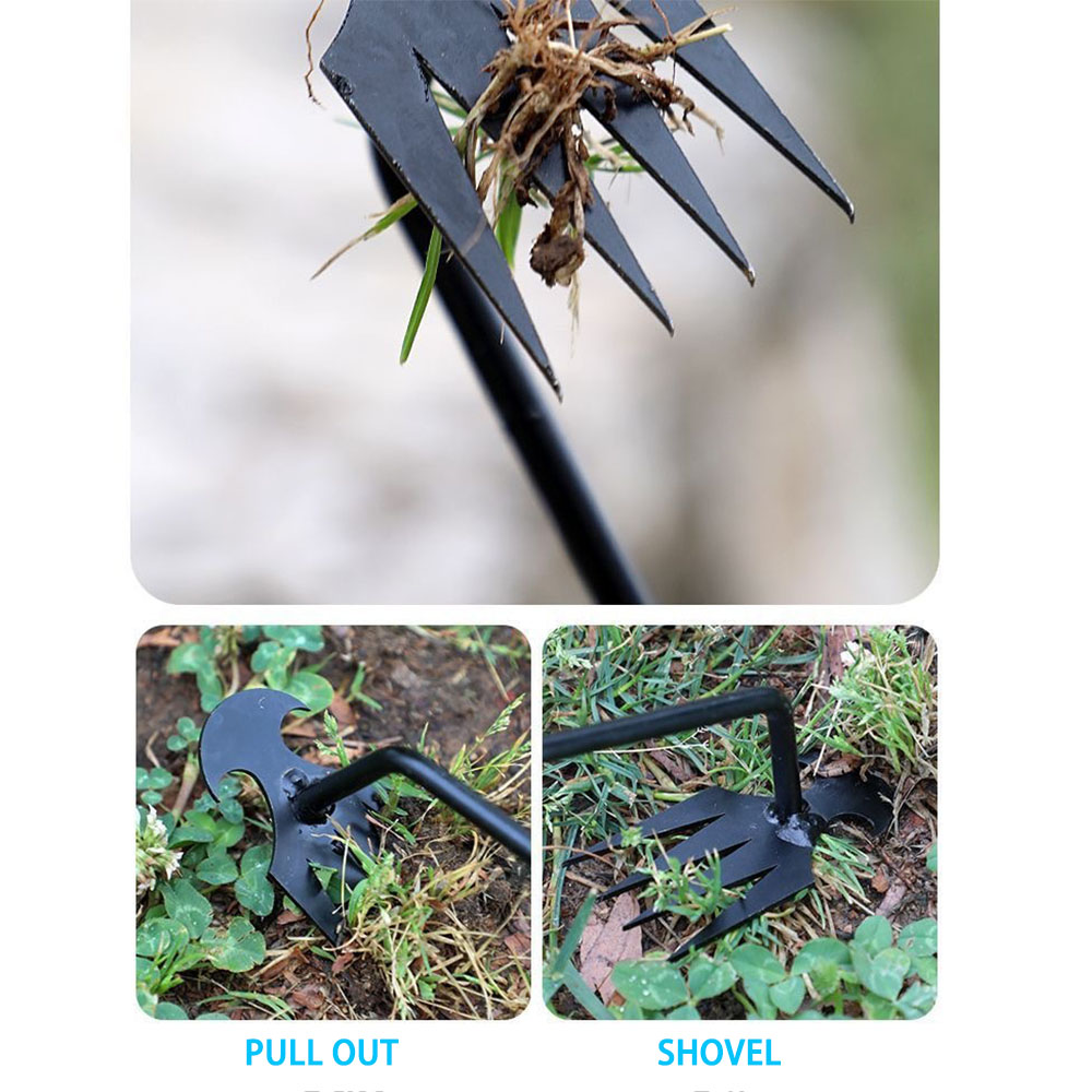 50CM Garden Hand Weeder Rake Weeding Weed Remover Puller Manual Tool Iron Black