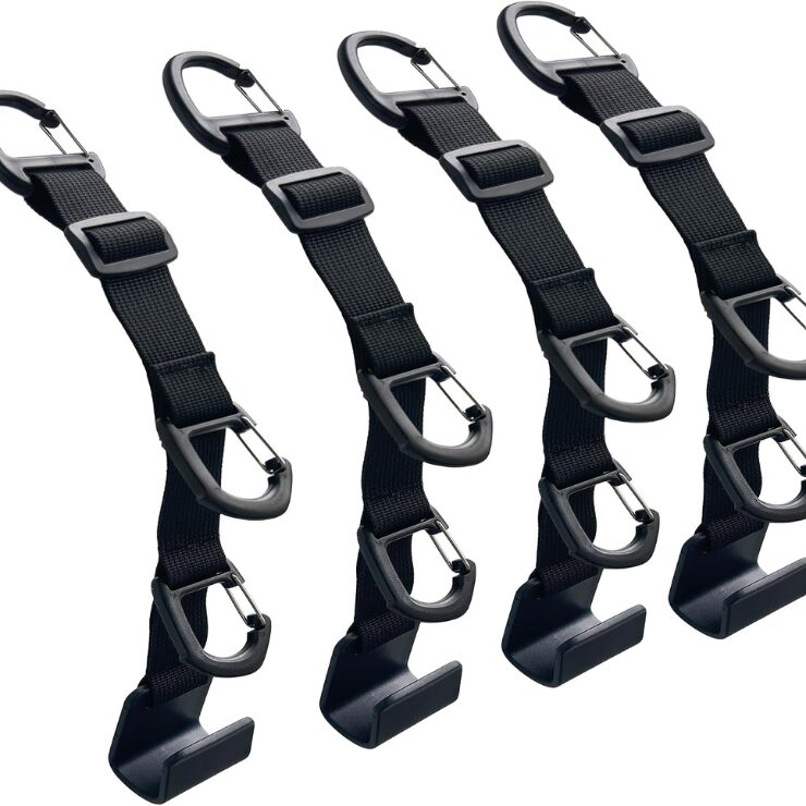Car Headrest Hooks, Backseat Storage Organizer Hangers, Universal Vehicle Seat Back Hooks, 4 Pack
