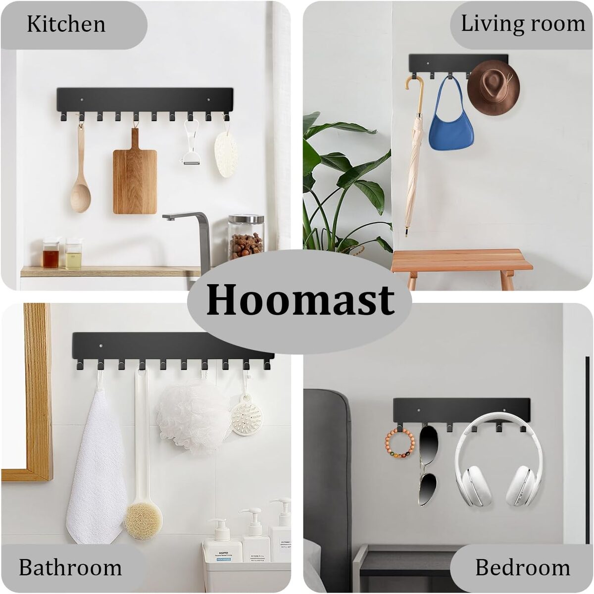 Wall Mount Key Holder 2 Units With 10 Hooks, Screw Mounted Key Rack Organizer For Entryway, Hallway, Office And Kitchen