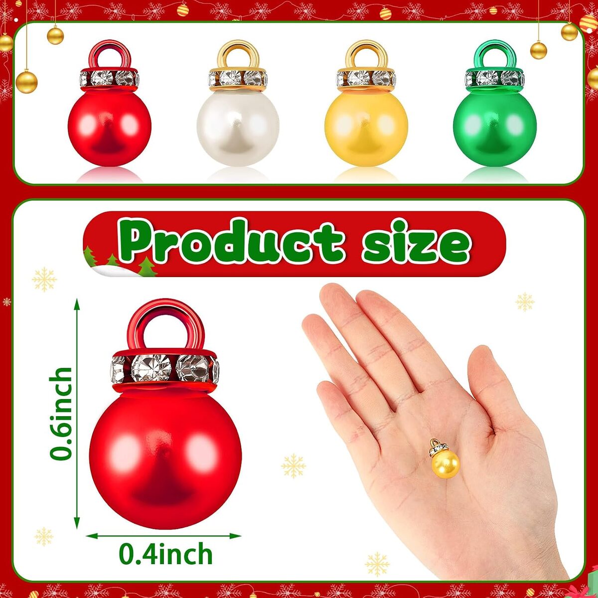Christmas Mini Ornaments 90 Units, Multicolor Faux Pearl Decorations For Christmas Tree, Holiday Crafts And Home Decor