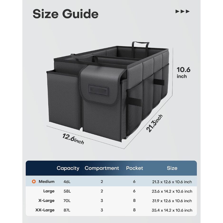 Foldable Car Trunk Organizer, Large Storage Box For SUVs, Sedans, Cars And Vehicle Cargo Areas