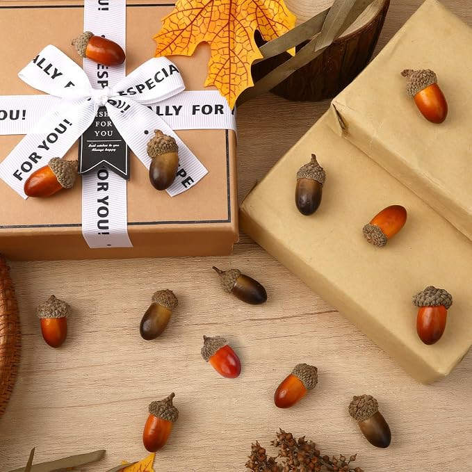 80-Piece Artificial Acorns Bulk Set For Thanksgiving, Fall Decor, DIY Crafts And Seasonal Decorations