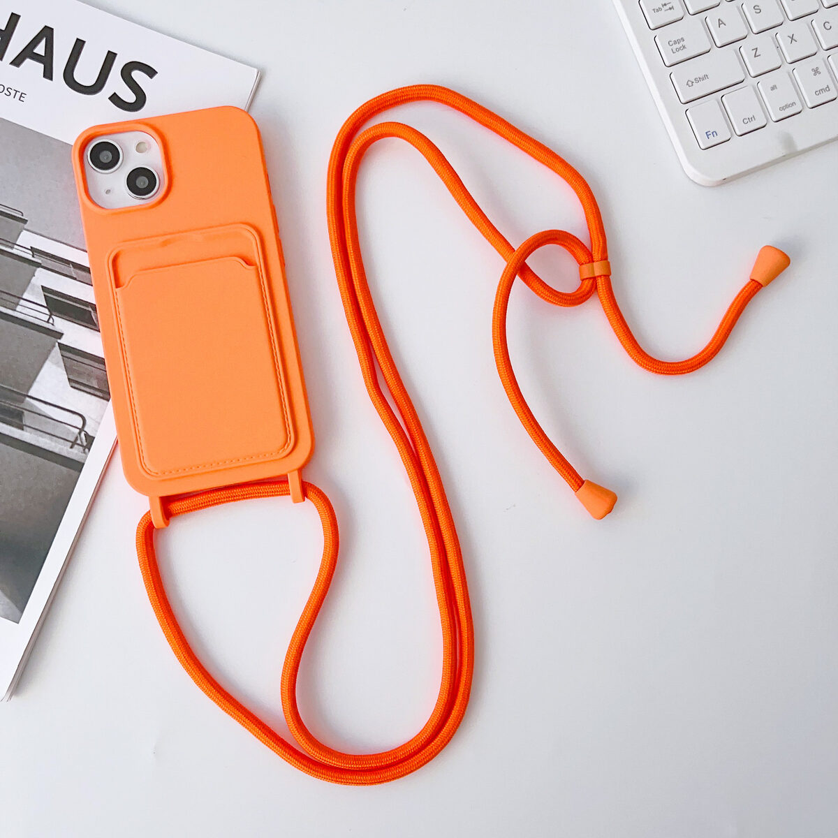 Integrated Card Holder Cross Body Lanyard Phone Case